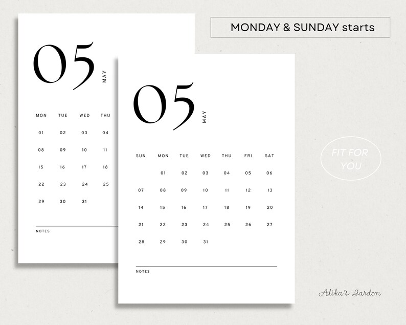 2023 Monthly Minimalist Calendar Modern Printable Calendar - Etsy