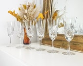 Set of 6 Chiseled crystal flutes Vintage stem glass Made in France Wedding gift idea Festive table French glassware Luxury glasses