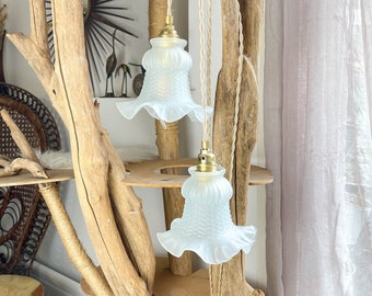 Pair of Customizable Vintage Tulip Lamps – Antique Pendant Lights – Retro Bedside Lamp – Vintage Decorative Lighting