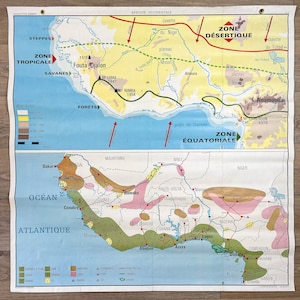 Mappa scolastica vintage Africa occidentale / Sahara Hachette Rossignol - Mappa geografica - Decorazione murale