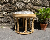 1950s Bamboo Stool Vintage Pouf Accent Armchair Vintage Chairs Rattan Armchair Vintage Natural Decor Bohemian