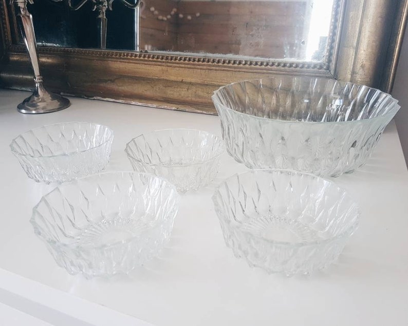 Vintage glass dessert set Bowls bowl Bowl Ramequin Gift for her Gift for her Gift idea Meal Christmas Old dishes