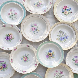 Vintage floral EARTHENWARE SOUP plates – sold INDIVIDUALLY – floral or colorful pattern – mismatched retro tableware