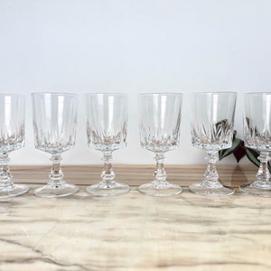 6 Cristal D&#39;Arques white wine glasses Louvre model ~ Crystal stemmed glasses ~ Vintage wine glasses ~ Crystal glasses ~ 20th Century