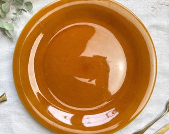 Vintage Longchamp amber earthenware dish, France 1970 - Vintage French tableware - Rustic dishes