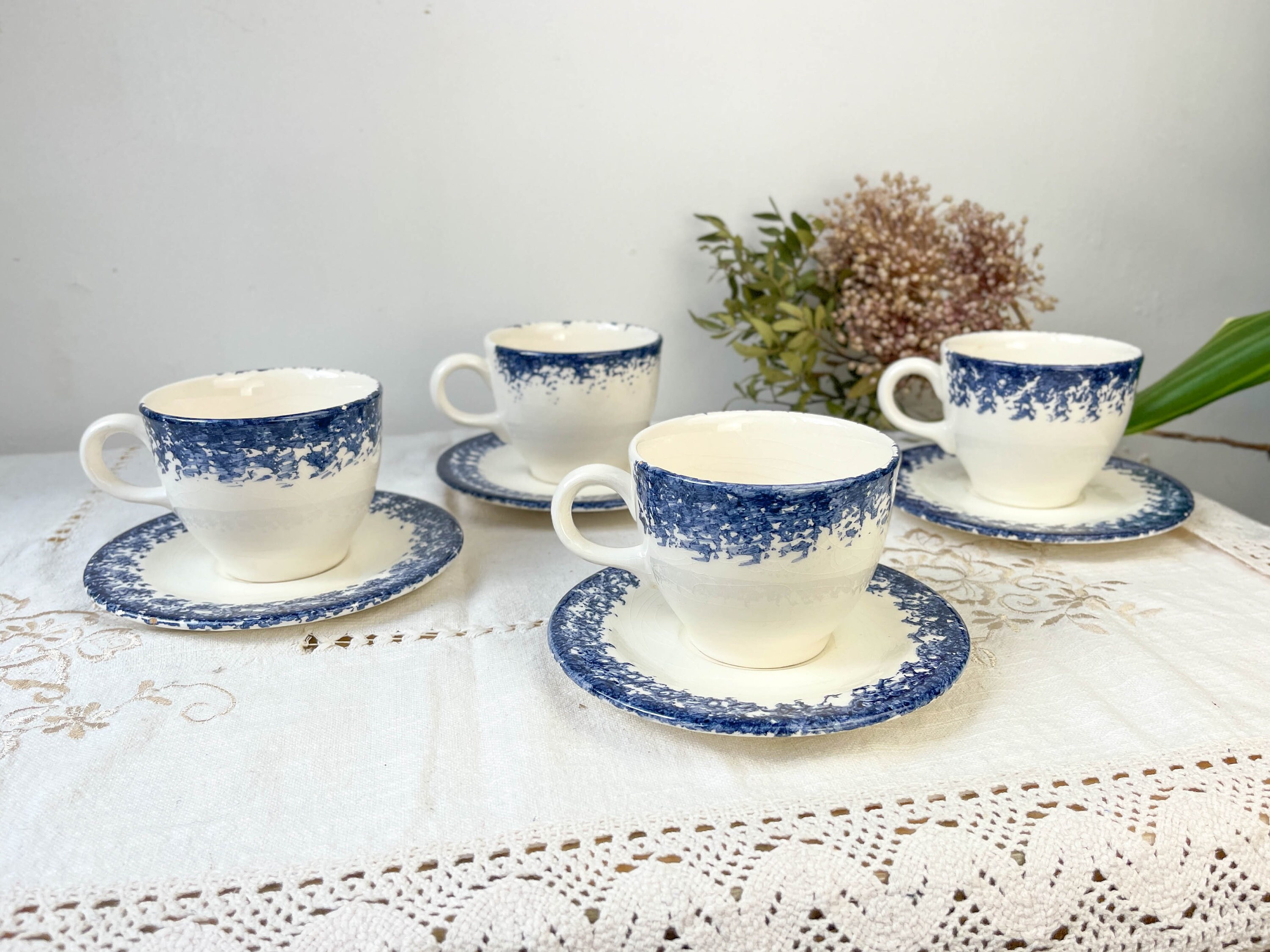 Hasense Set 4 Tazze Caffè In Porcellana Blu Navy: Eleganti E Capienti Per Caffè, Tè E Cacao