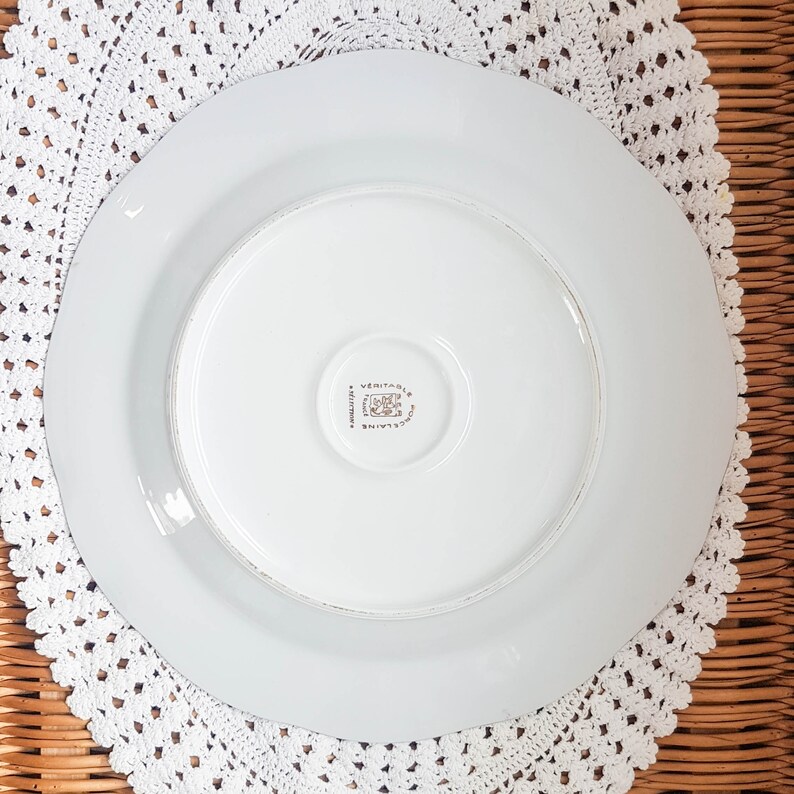Large round white golden dish Genuine porcelain SEP France selection Tray Centerpiece Tableware vintage Mid century Wedding Deco