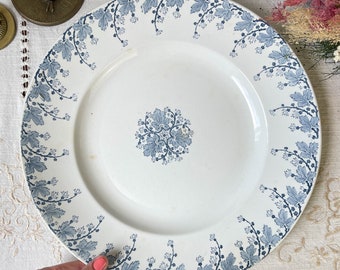 French Terre de Fer Vintage round dish LUNEVILLE model "NINA" - Old blue Terre de fer dish - Vintage cake dish - Old dish
