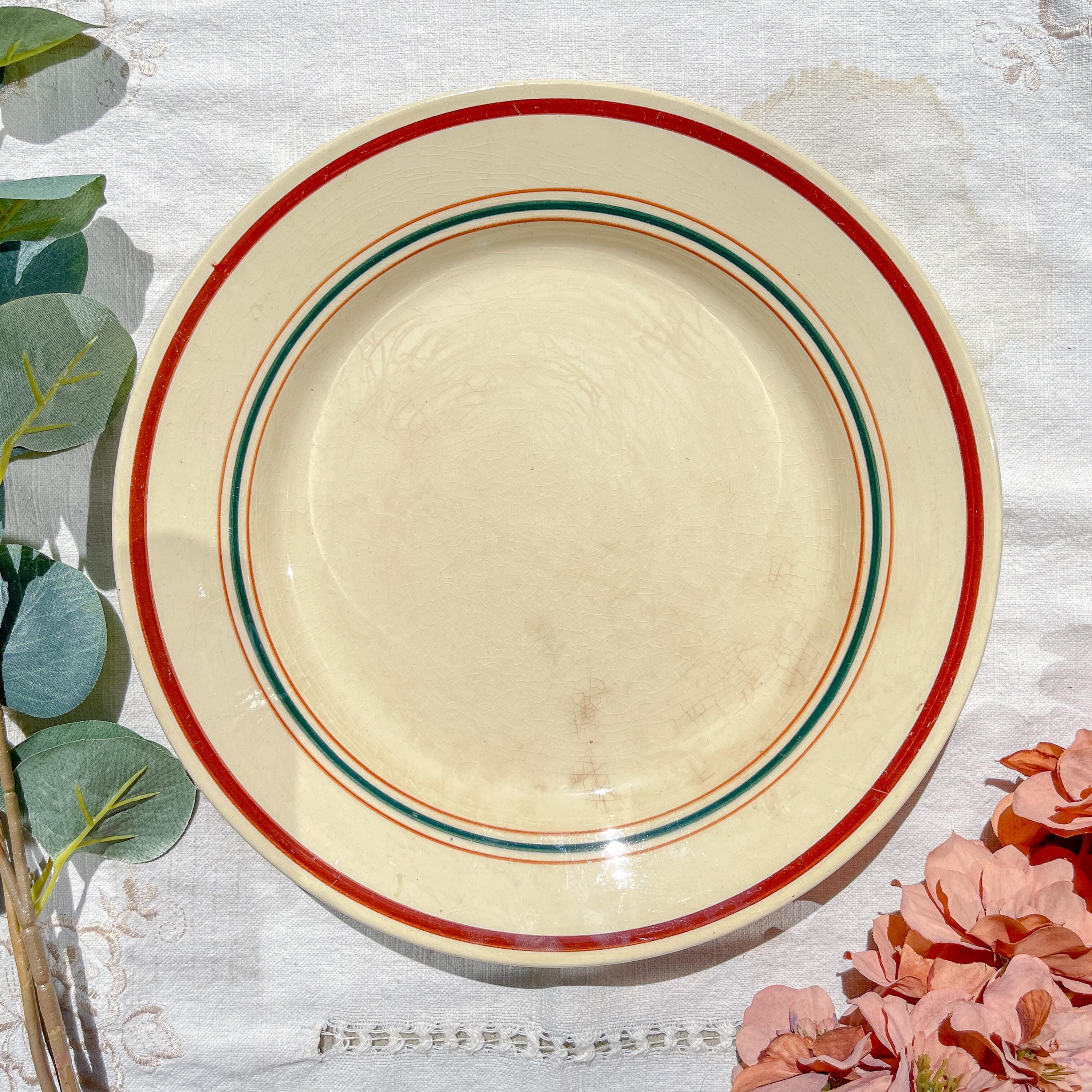 Vintage Striped Gien Gaston Pattern Platter - 1950s - Colorful Platter ...