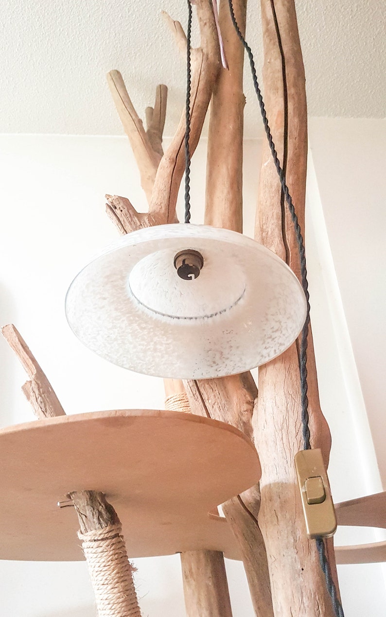 Opaline handkerchief White speckled vintage Hanging light globe old globe lamp Gift deco Customizable light
