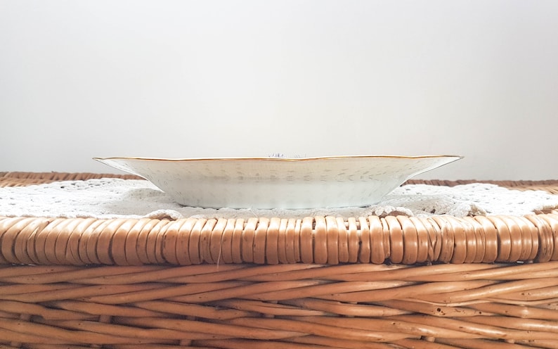 Large round white golden dish Genuine porcelain SEP France selection Tray Centerpiece Tableware vintage Mid century Wedding Deco