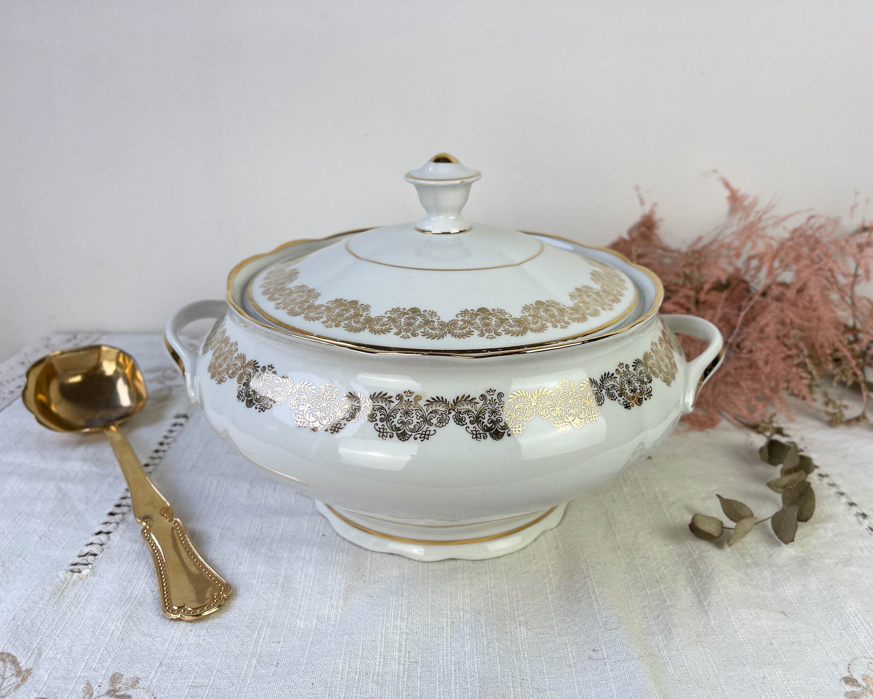 Kitchen & Dining Set Ranson 24k Gold Trim Theo Haviland Limoges Roses