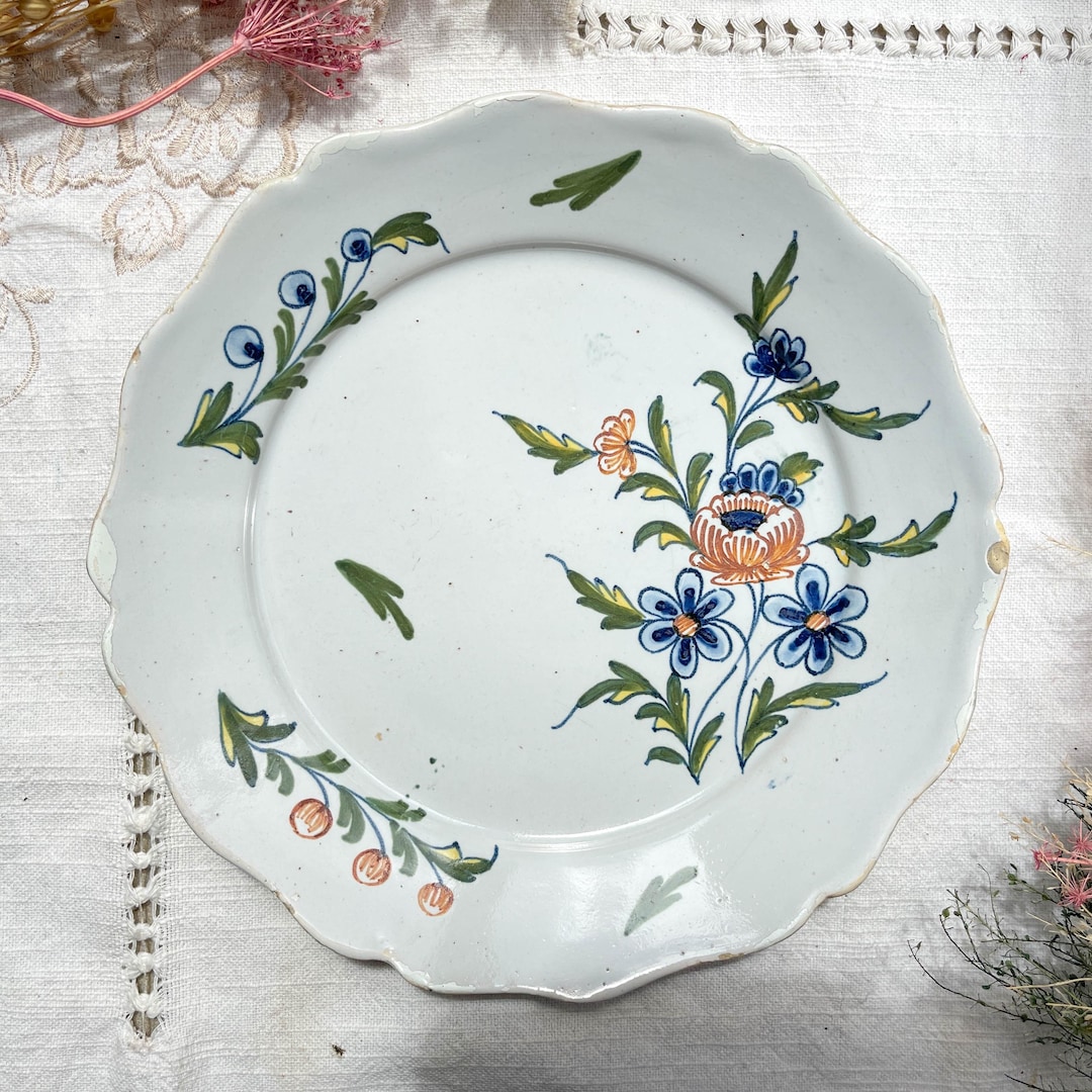Antique French Plate 18th Century NEVERS Floral Pattern - Rare French ...
