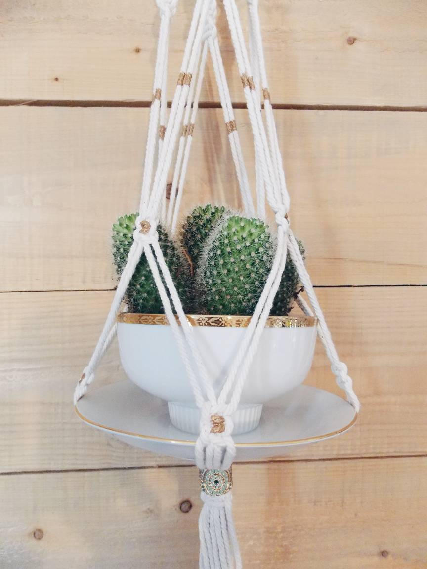 Suspension en Crochet Porte Plante Suspension Artisanal Fait Main Bohème Décoration Cadeau Pour Elle
