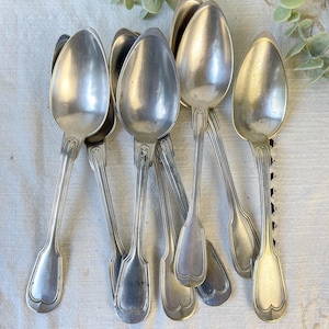 Conjunto de 8 colheres de sopa banhadas a prata vintage - Talheres banhados a prata antigos