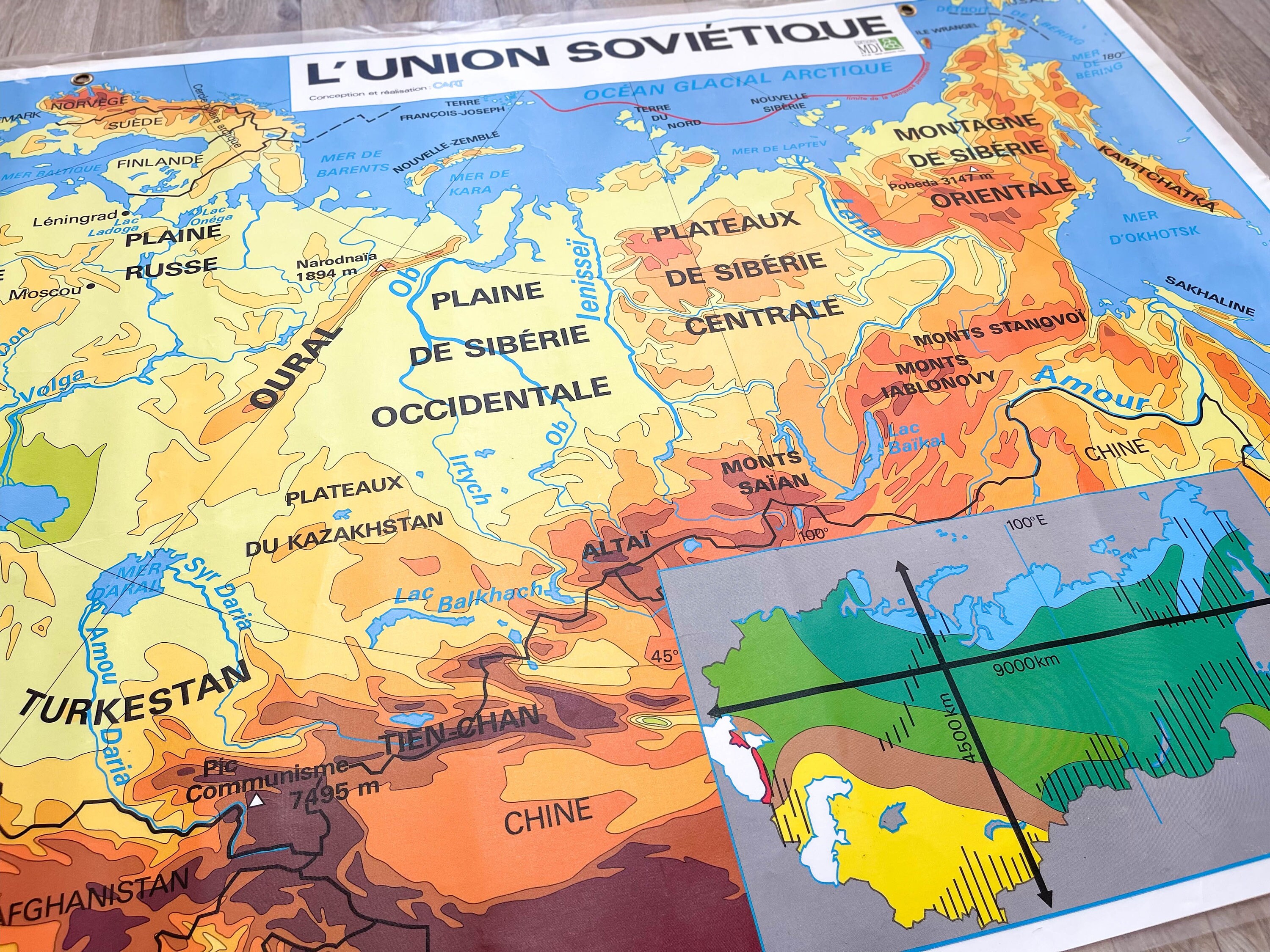 Carte Scolaire Vintage L'union Sovietique Mdi Année 1991 ~ Ancienne Carte de Géographie Décoration M