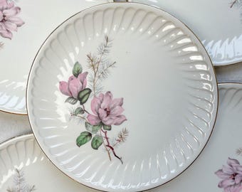 4 Small Vintage Floral Porcelain Plates by Gien "Chenonceaux" model - Vintage Floral Tableware - French Tableware