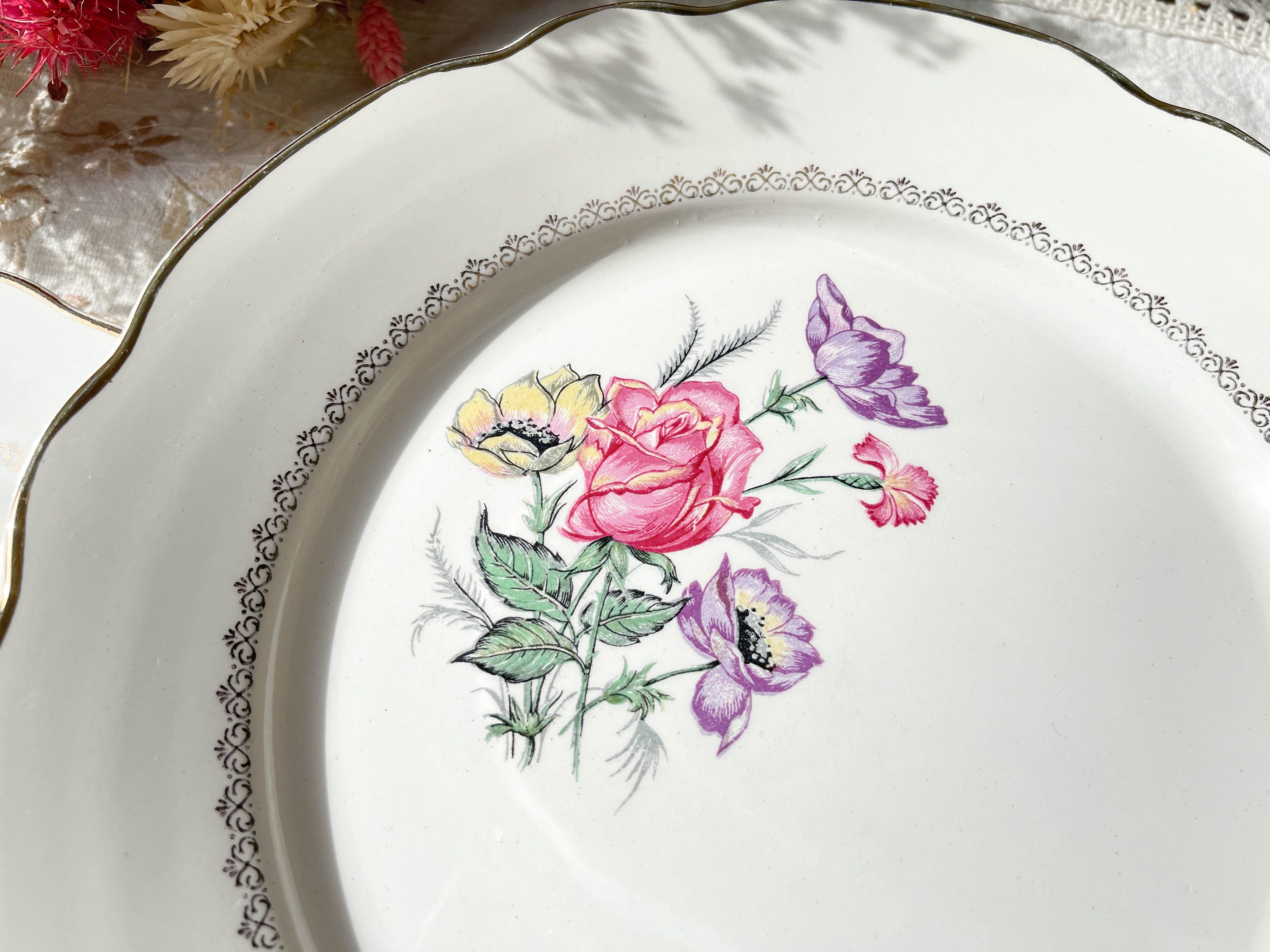 【5枚セット】Digoin ＆Sarreguemines　ヴィンテージプレート DIGOIN & SARREGUEMINES 磁器ディナープレート 5 枚 ルネモデル