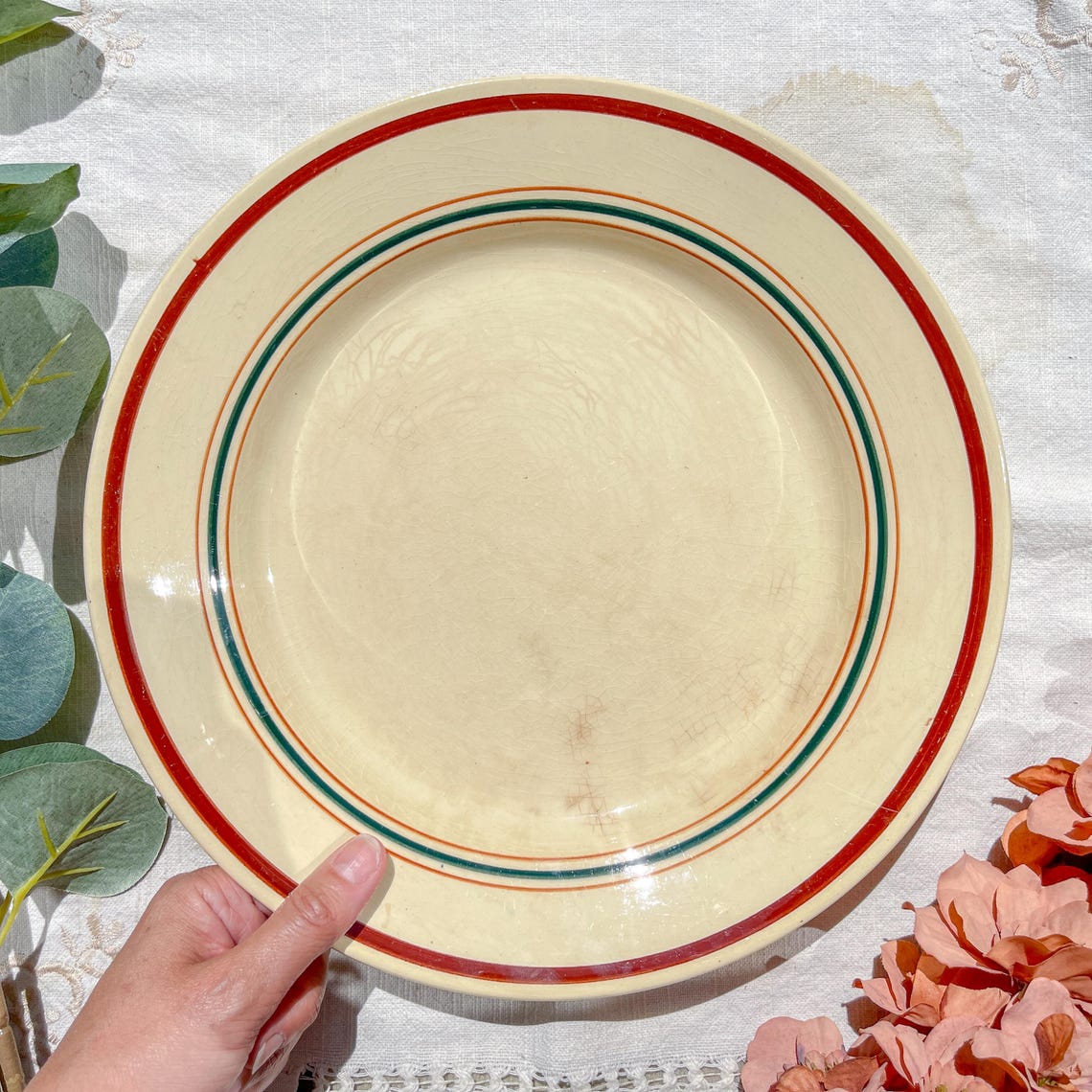 Vintage Striped Gien Gaston Pattern Platter - 1950s - Colorful Platter ...