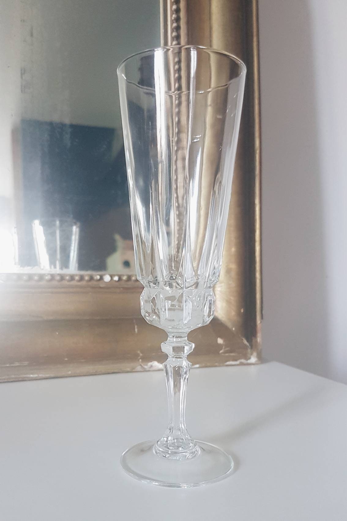 1 Flute/Verre Gobelet Sans Plomb Cristal d' Arques/ Vintage Vin Champagne Vaisselle Made in France