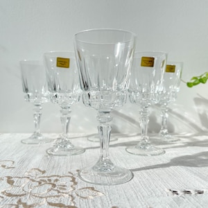6 vintage crystal red wine glasses – Cristal d&#39;Arques Chantelle model – Stemmed glasses made in France