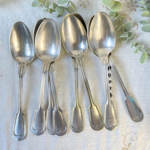 Conjunto de 8 colheres de sopa banhadas a prata vintage - Talheres banhados a prata antigos