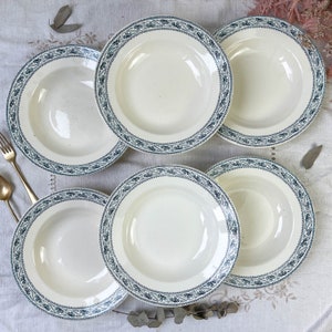6 Vintage deep plates Terre de Fer blue BOULENGER model Champigny XIXth - Vintage French plates - Vintage French tableware