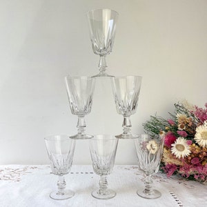 6 Vintage White Wine Glasses ~ Stemmed Glasses ~ Vintage Wine Glasses ~ 20th Century ~ Vintage Tableware ~ Tableware