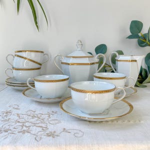 Vintage white porcelain coffee set from Epiag Czechoslovakia