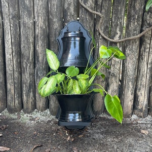 Fuente de cobre y soporte negro J. GOARDERE ~ Fuente de agua vintage ~ Lavabo de cobre ~ Macetero ~ Decoración de jardín ~ Jardinera