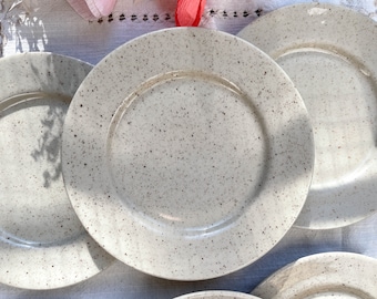 6 Small plates  TULOWICE POLAND in speckled gray sandstone 1970 - Sandstone dessert plate - Sandstone starter plate - Sandstone tableware