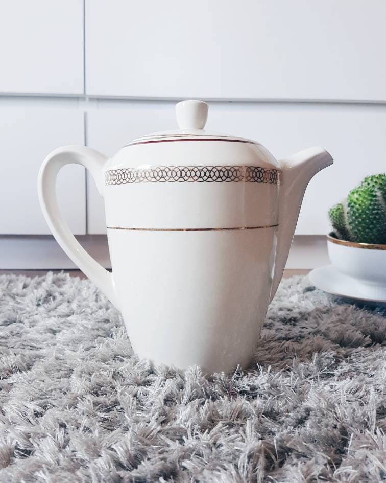 Ancienne Cafetiere/Theiere en Porcelaine de Gien - Made in Francecadeau Déco Cadeau Pour Elle Idée C