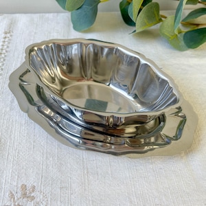 Vintage Stainless Steel Sauceboat Guy Degrenne 70s – Vintage 70s Retro – Retro Tableware Silver Metal 1970s Style