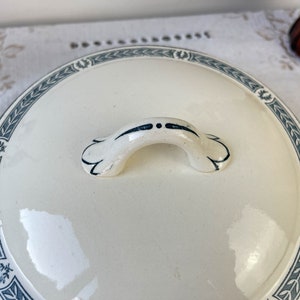 Small vintage soup tureen Terre de fer bleu SALINS "Castellane" model ~ Table service ~ Vintage dish ~ Vintage tableware Terre de fer image 5