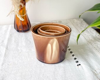 ヴィンテージハンドメイド陶器製入れ子式ジャー4個セット～保存瓶～薬