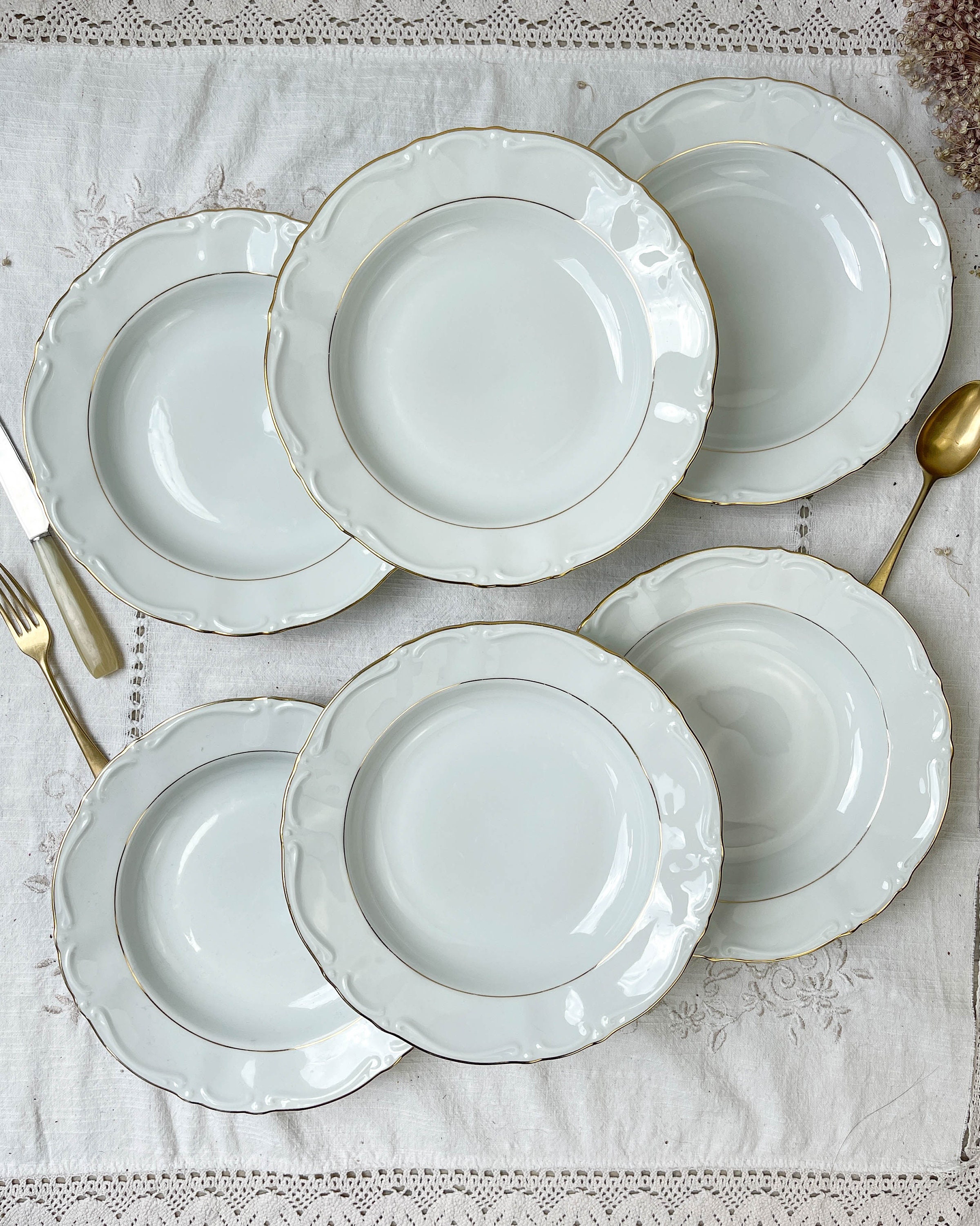 6 Assiettes Creuses Porcelaine