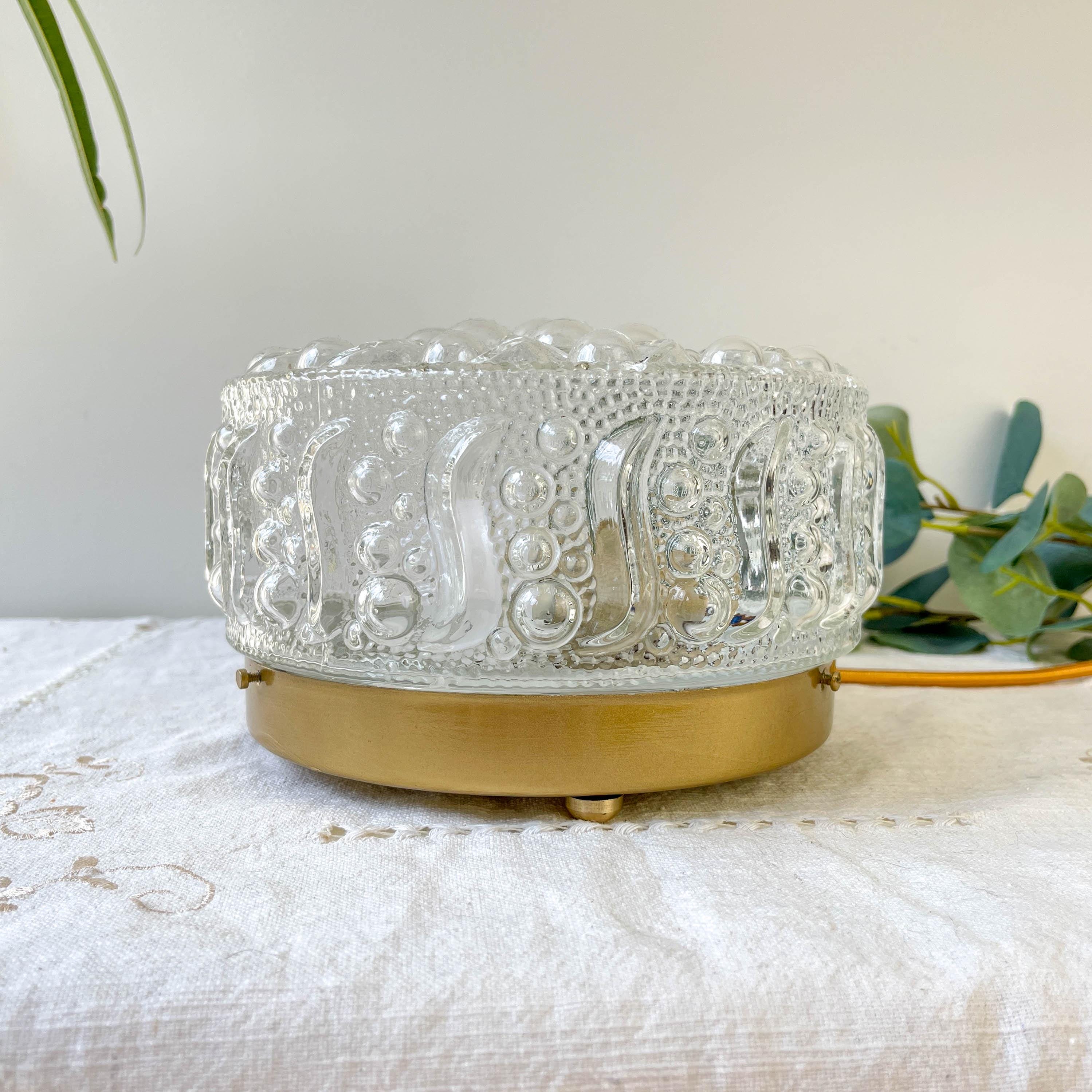 Vintage bubble glass table lamp – Unique antique light fixture – Original bedside lamp – Retro Art Deco style