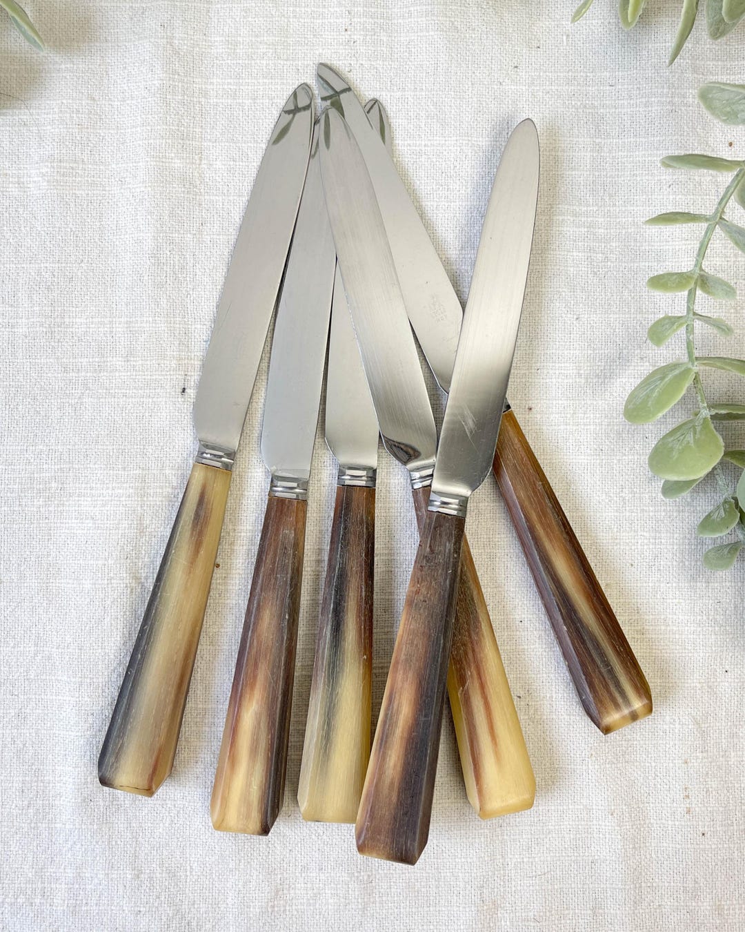 Set of 6 Vintage Horn Table Knives – Antique Cutlery for Elegant Dining ...