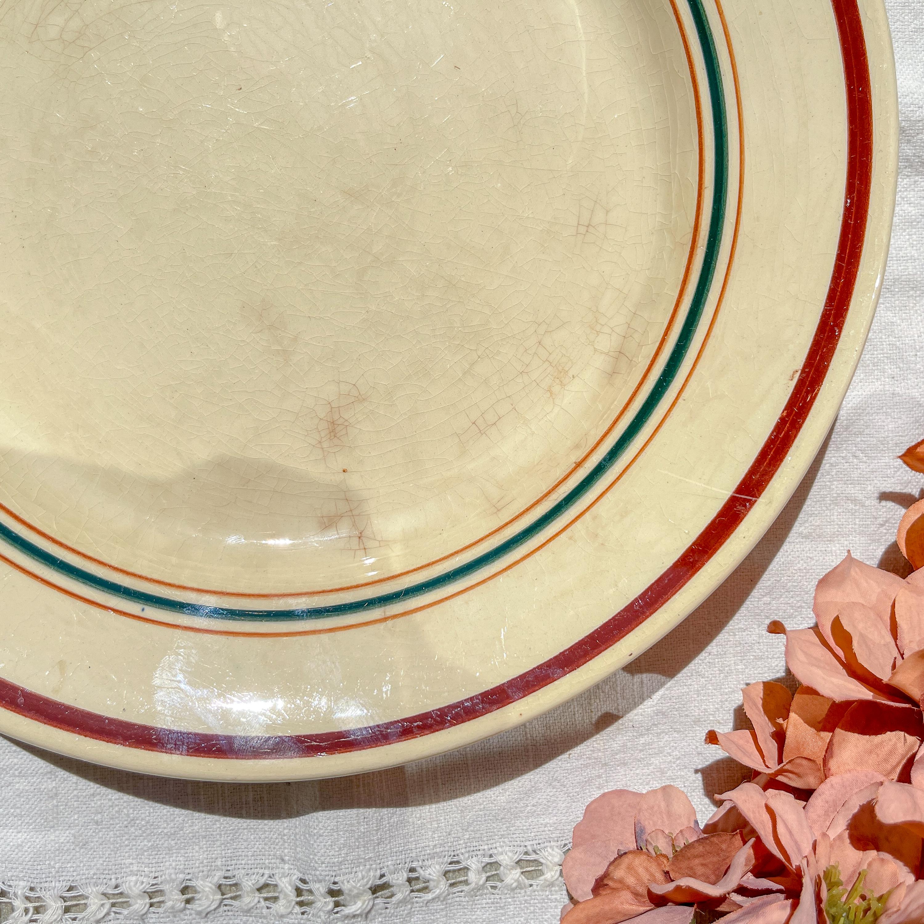 Vintage Striped Gien Gaston Pattern Platter - 1950s - Colorful Platter ...