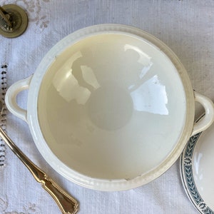 Small vintage soup tureen Terre de fer bleu SALINS "Castellane" model ~ Table service ~ Vintage dish ~ Vintage tableware Terre de fer image 7