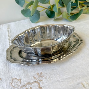 Vintage Stainless Steel Sauceboat Guy Degrenne 70s – Vintage 70s Retro – Retro Tableware Silver Metal 1970s Style