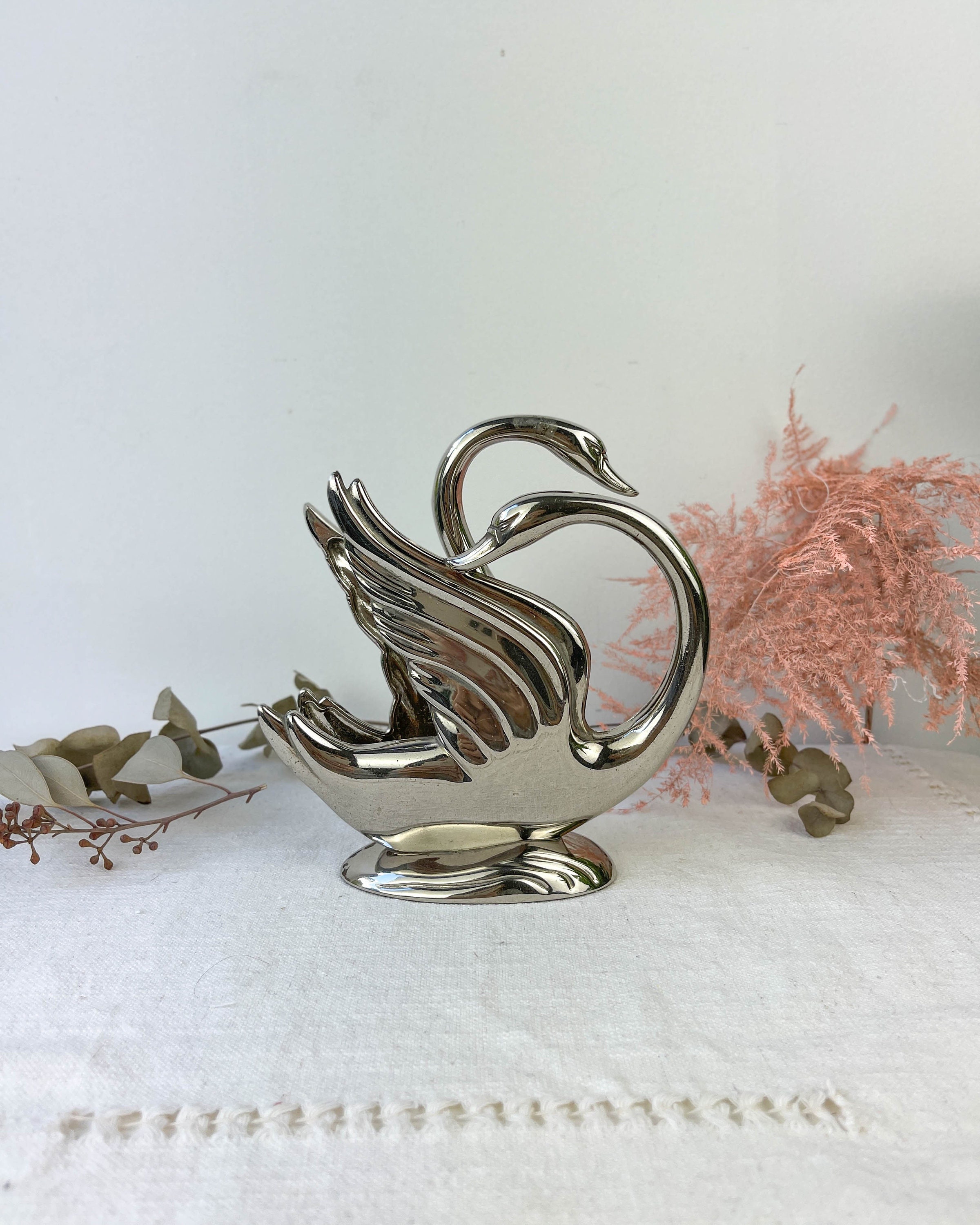 Porte Courrier en Étain Couple de Cygnes ~ Range Document Rangement Bureau Courrier Lettre Décoratio