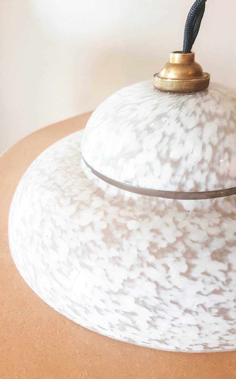 Opaline handkerchief White speckled vintage Hanging light globe old globe lamp Gift deco Customizable light
