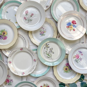 Assiette vintage en porcelaine fleurie ou colorée – assiette ancienne à l’unité – vaisselle rétro dépareillée
