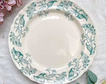 Antique round dish from Terre de Fer "Lilas" – Longchamp 19th century – Vintage French tableware