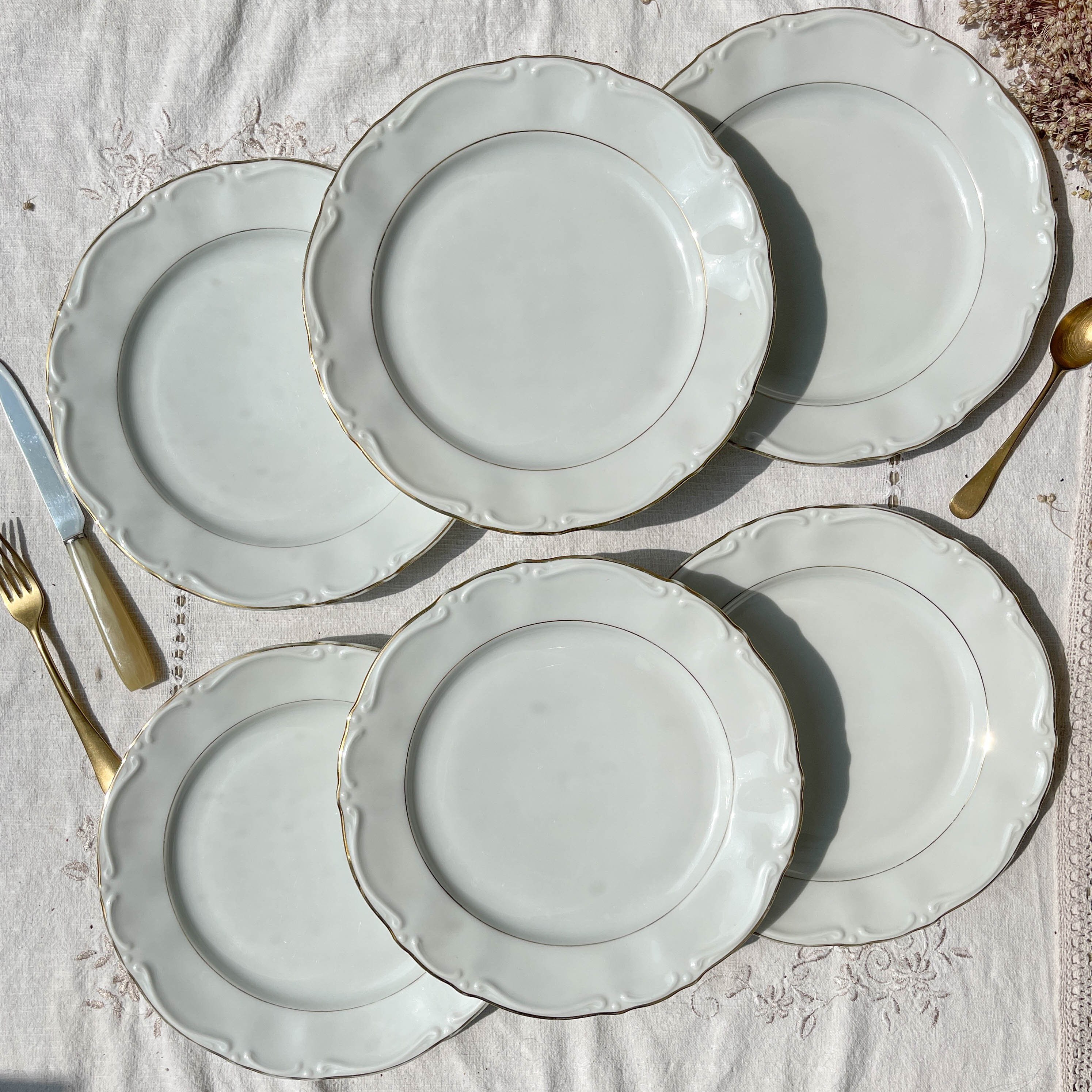 6 Assiettes Plates Porcelaine