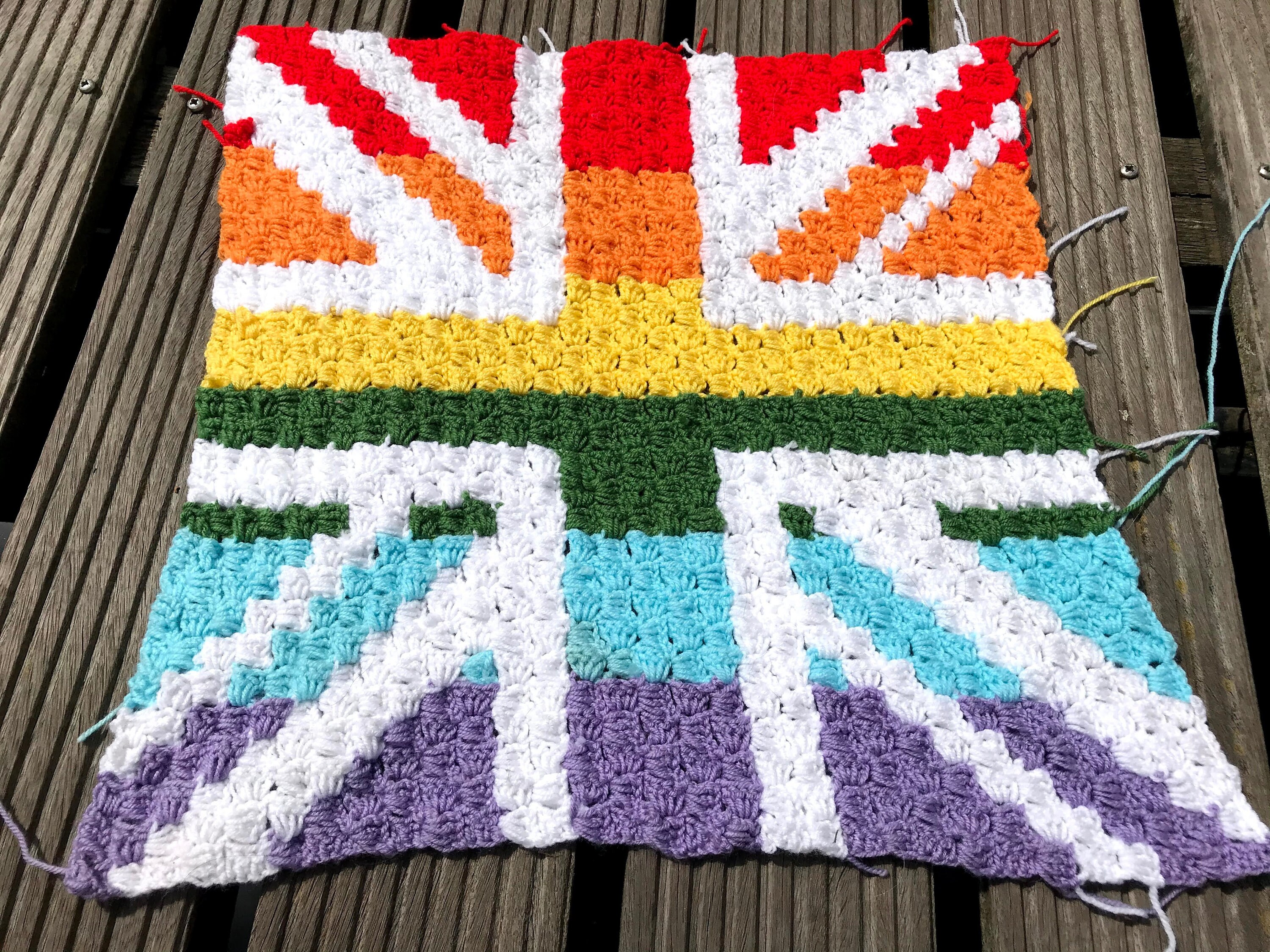 C2C crochet Graph Rainbow Union Jack / British Flag/NHS/LGBT Etsy