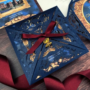 Invito a nozze La bella e la bestia, invito a nozze da favola, invito blu navy, invito a nozze bordeaux, invito Quinceanera