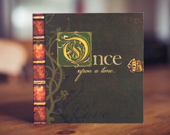 Gothic Fairytale Wedding Invitation, Green & Gold Story Book Design