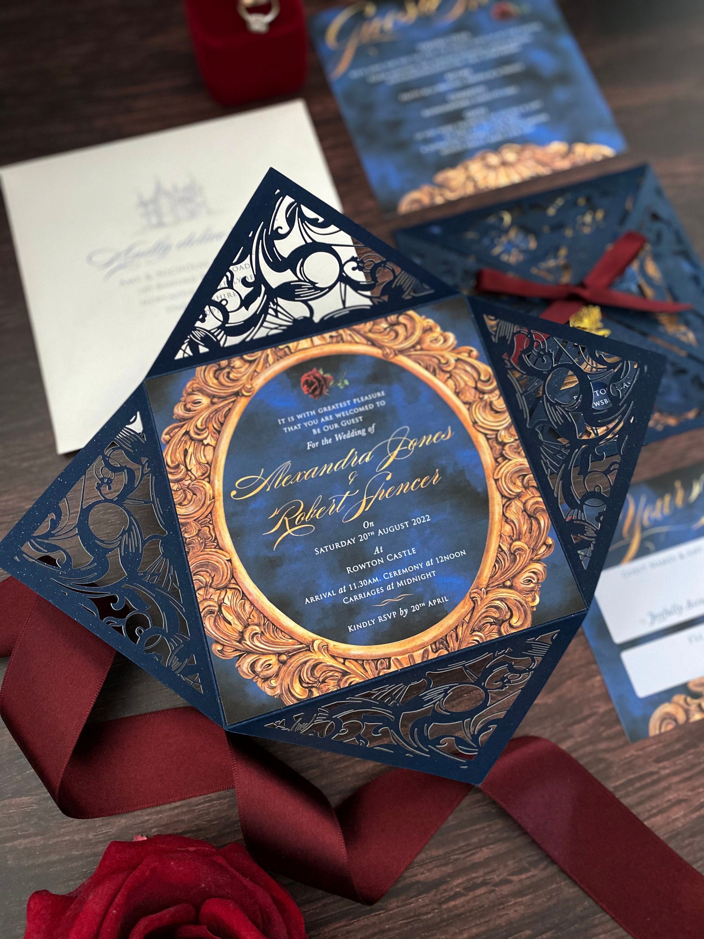 Beauty and the Beast Wedding Invitation Disney Wedding Etsy